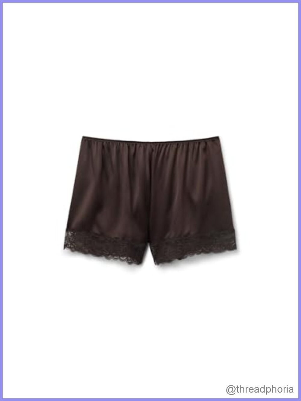 Lace Trim Silk Shorts Regular Fit Mid Rise Pull On Mid Thigh
